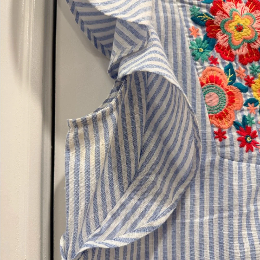 Savanna Jane Blue and White Striped Blouse - Picture 6 of 8